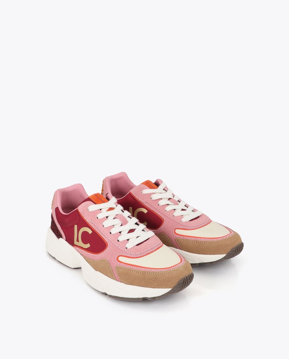 Zapatillas deportivas de mujer con suela tipo running combinada en diferentes materiales y piel - Lola Casademunt - Rosa Rosa-4