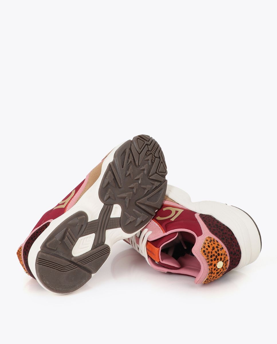 Zapatillas deportivas de mujer con suela tipo running combinada en diferentes materiales y piel - Lola Casademunt - Rosa Rosa-5