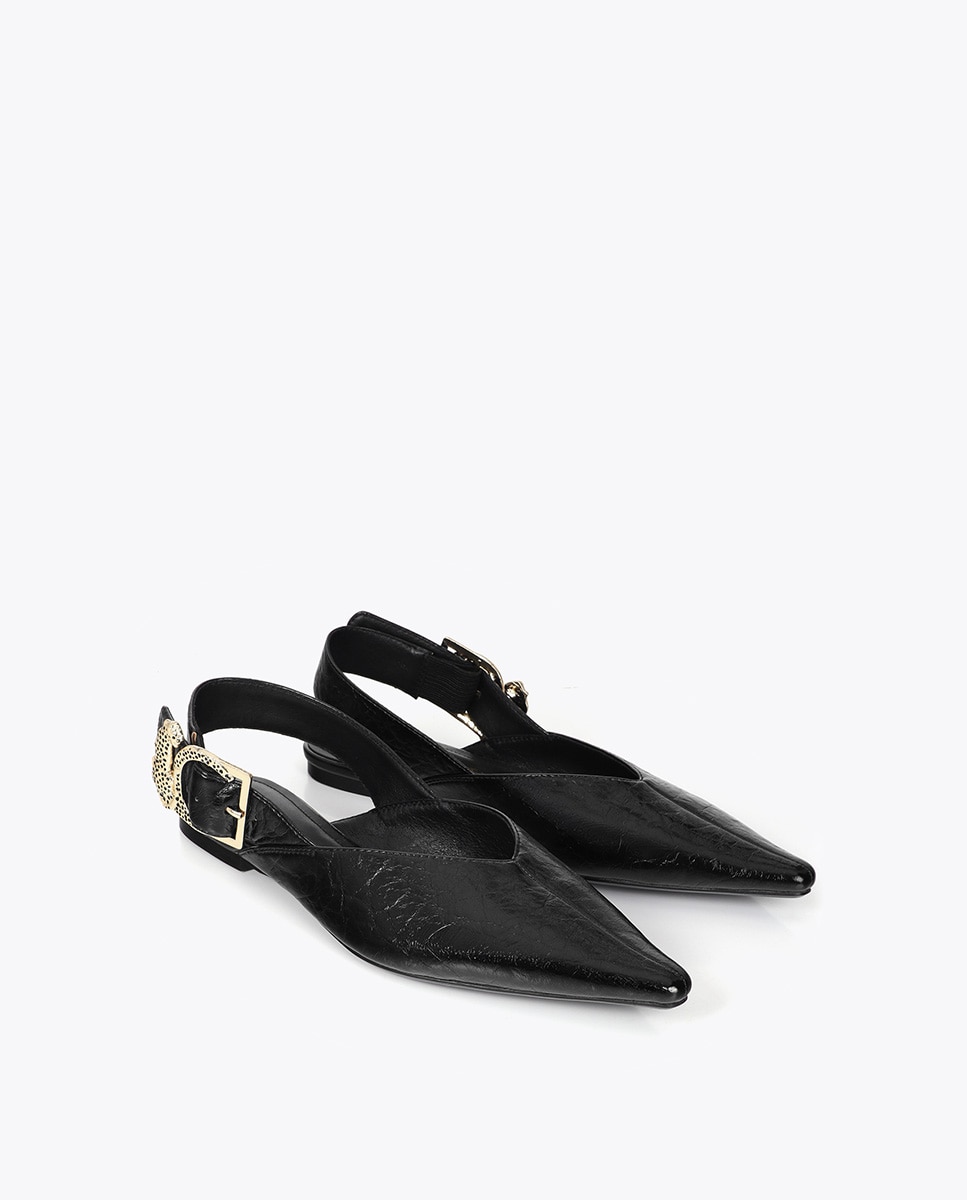 Mules planos de mujer hebilla leopardo - Lola Casademunt - Negro Negro-3