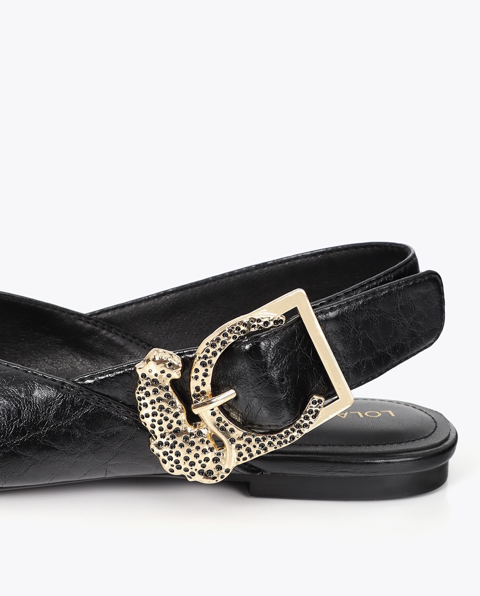 Mules planos de mujer hebilla leopardo - Lola Casademunt - Negro Negro-5