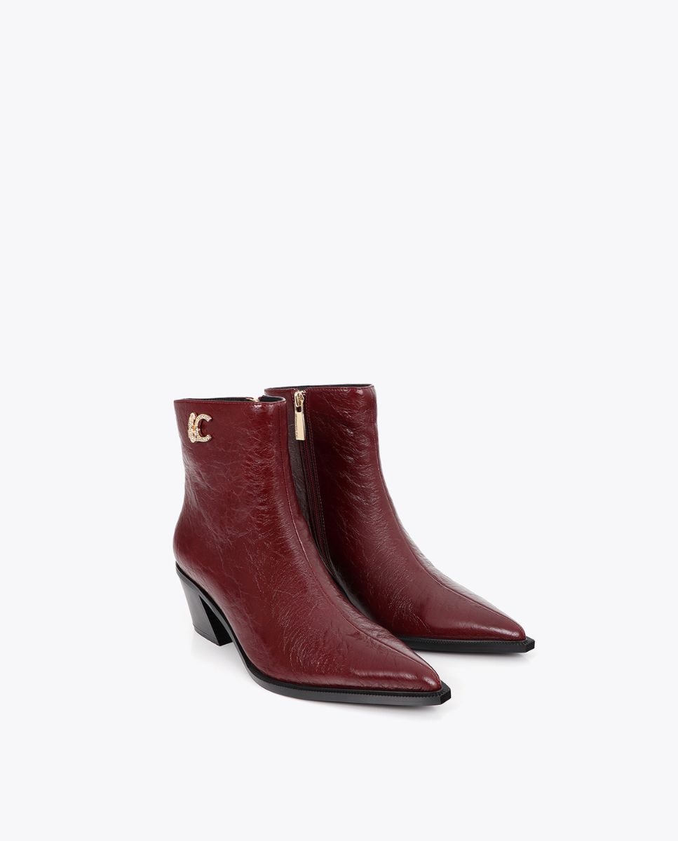 Botines cowboy de mujer efecto piel textura lc leopardo 45a - Lola Casademunt - Burdeos Burdeos-5