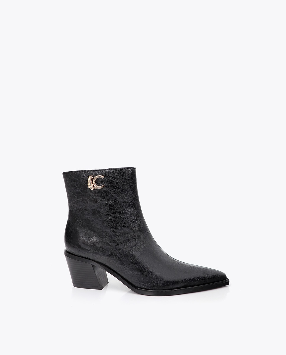 Imagen 0 de Botines cowboy de mujer efecto piel textura lc leopardo 45a Negro