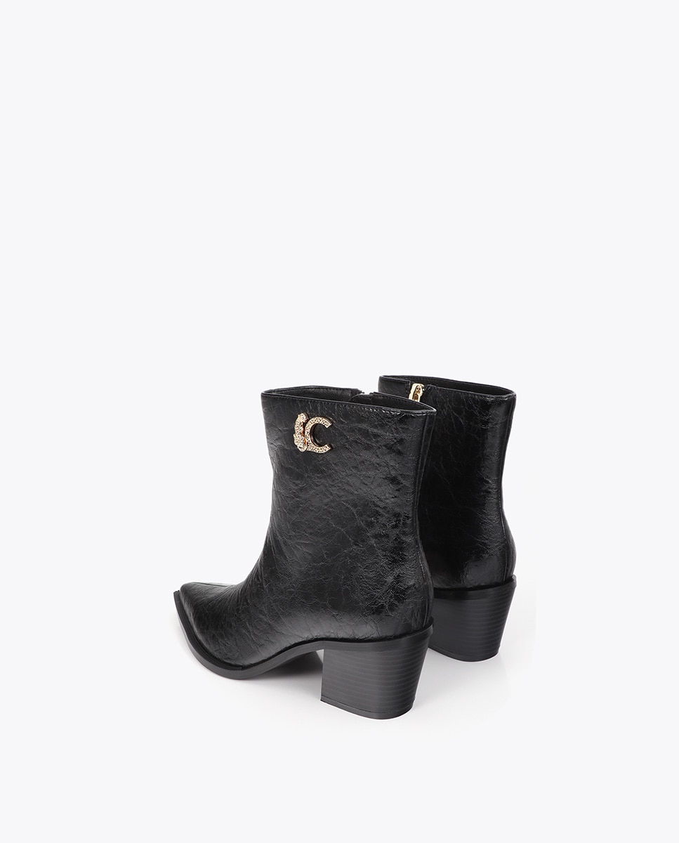 Botines cowboy de mujer efecto piel textura lc leopardo 45a - Lola Casademunt - Negro Negro-2
