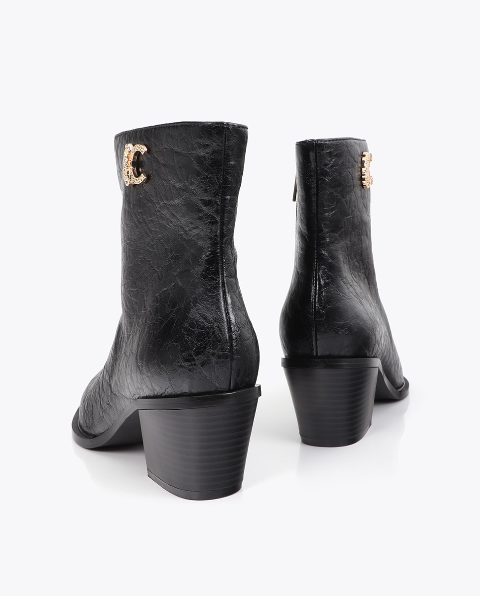 Botines cowboy de mujer efecto piel textura lc leopardo 45a - Lola Casademunt - Negro Negro-5