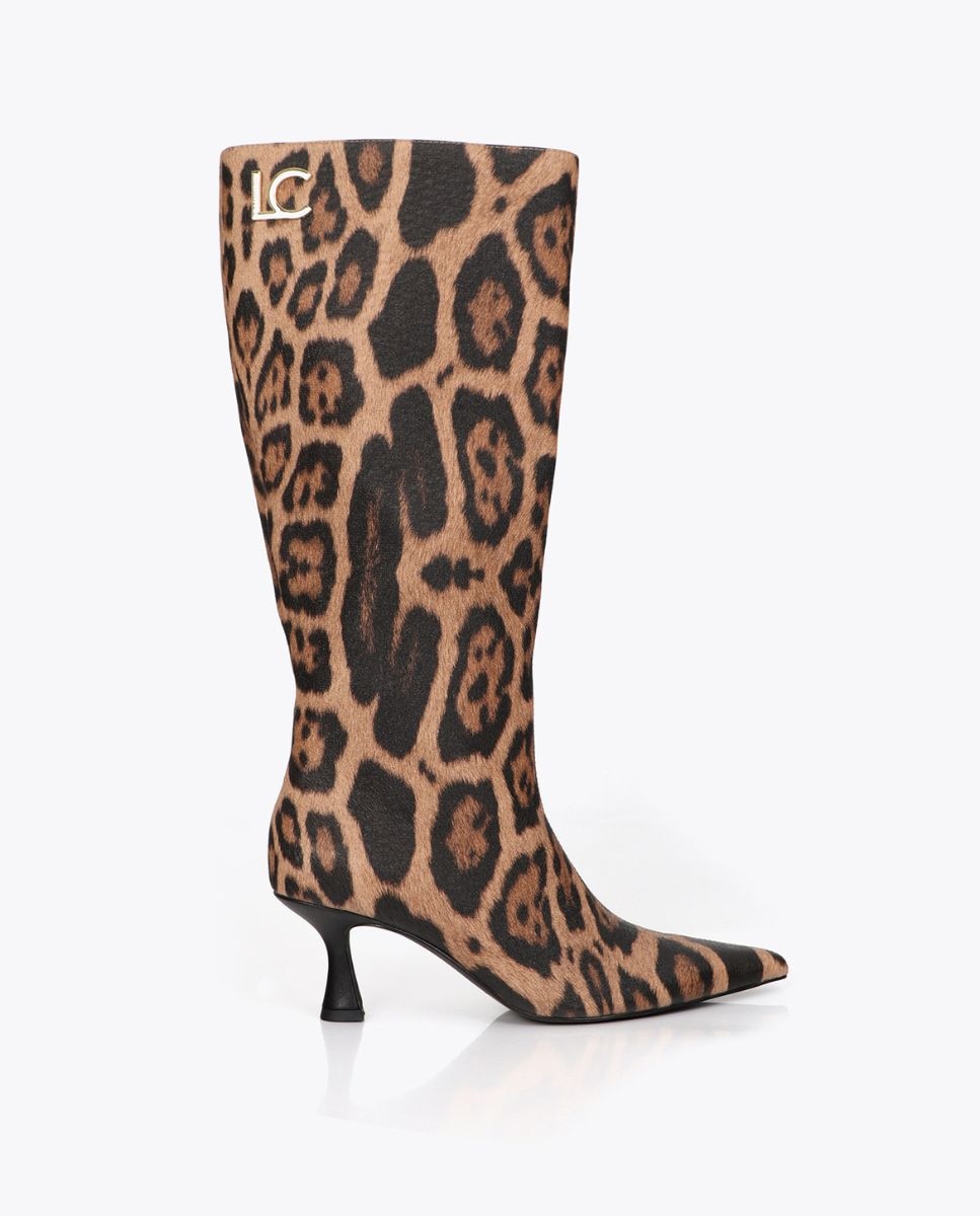 Botas mosquetera de mujer tiras con estampado animal print - Lola Casademunt - Marrón Marrón-1