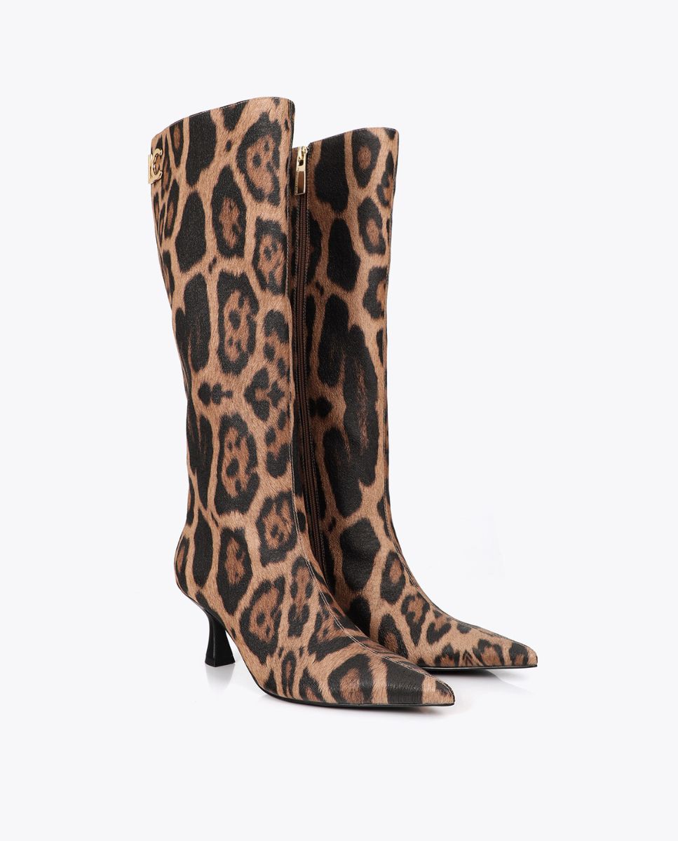 Botas mosquetera de mujer tiras con estampado animal print - Lola Casademunt - Marrón Marrón-2