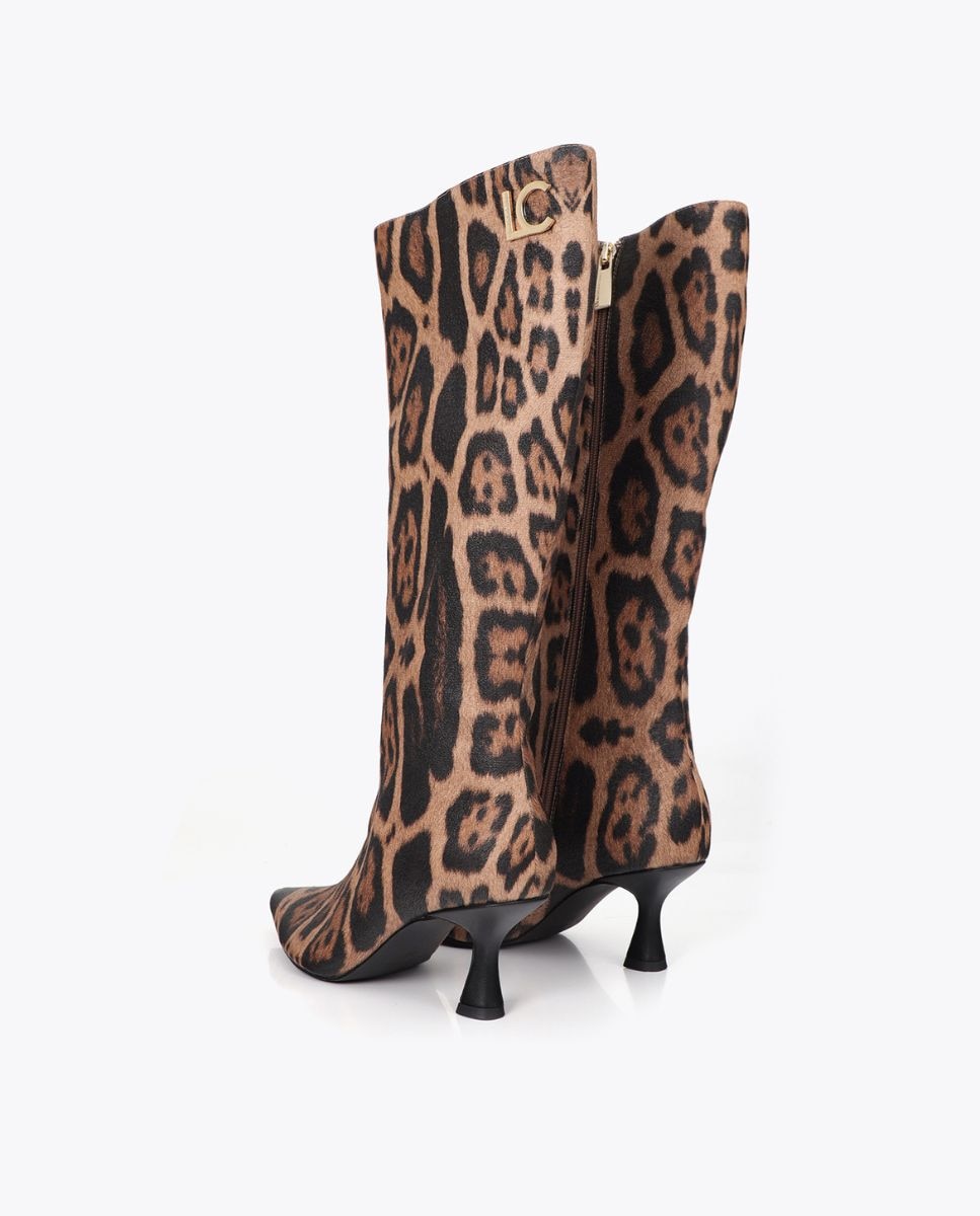 Botas mosquetera de mujer tiras con estampado animal print - Lola Casademunt - Marrón Marrón-4