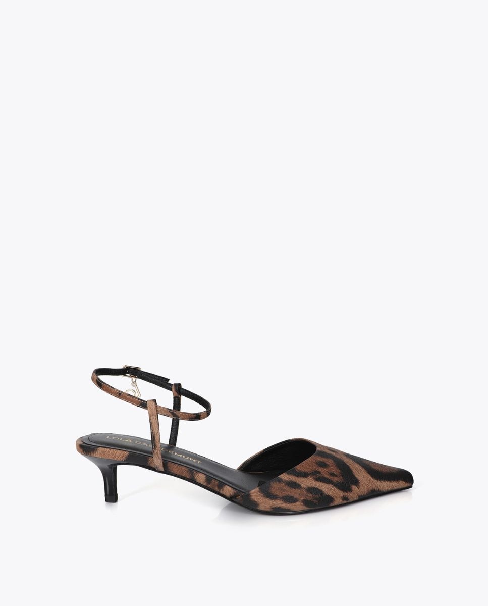 Zapatos de salón de mujer destalonados en estampado animal print