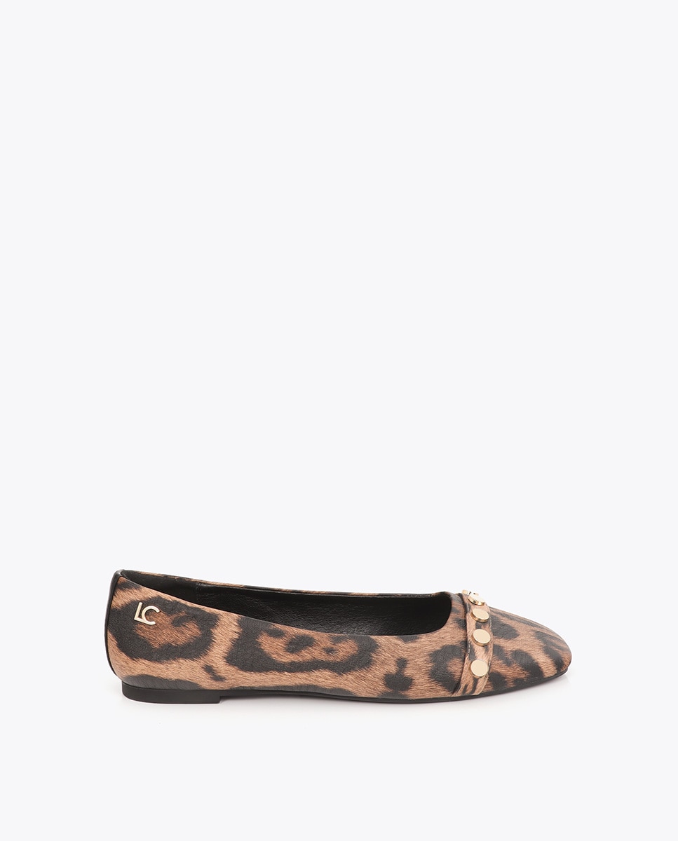 Imagen 0 de Bailarinas planas de mujer en estampado animal print Marrón