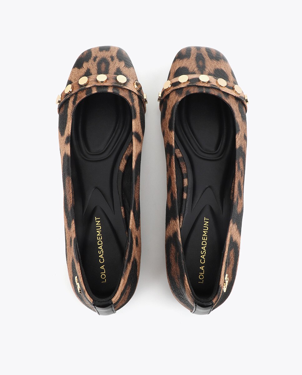 Bailarinas planas de mujer en estampado animal print - Lola Casademunt - Marrón Marrón-4