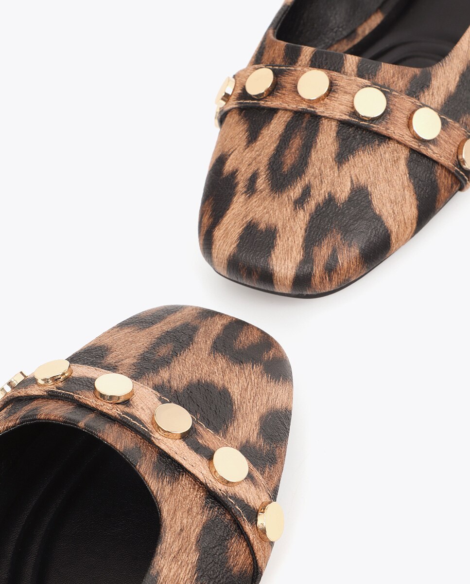 Bailarinas planas de mujer en estampado animal print - Lola Casademunt - Marrón Marrón-5