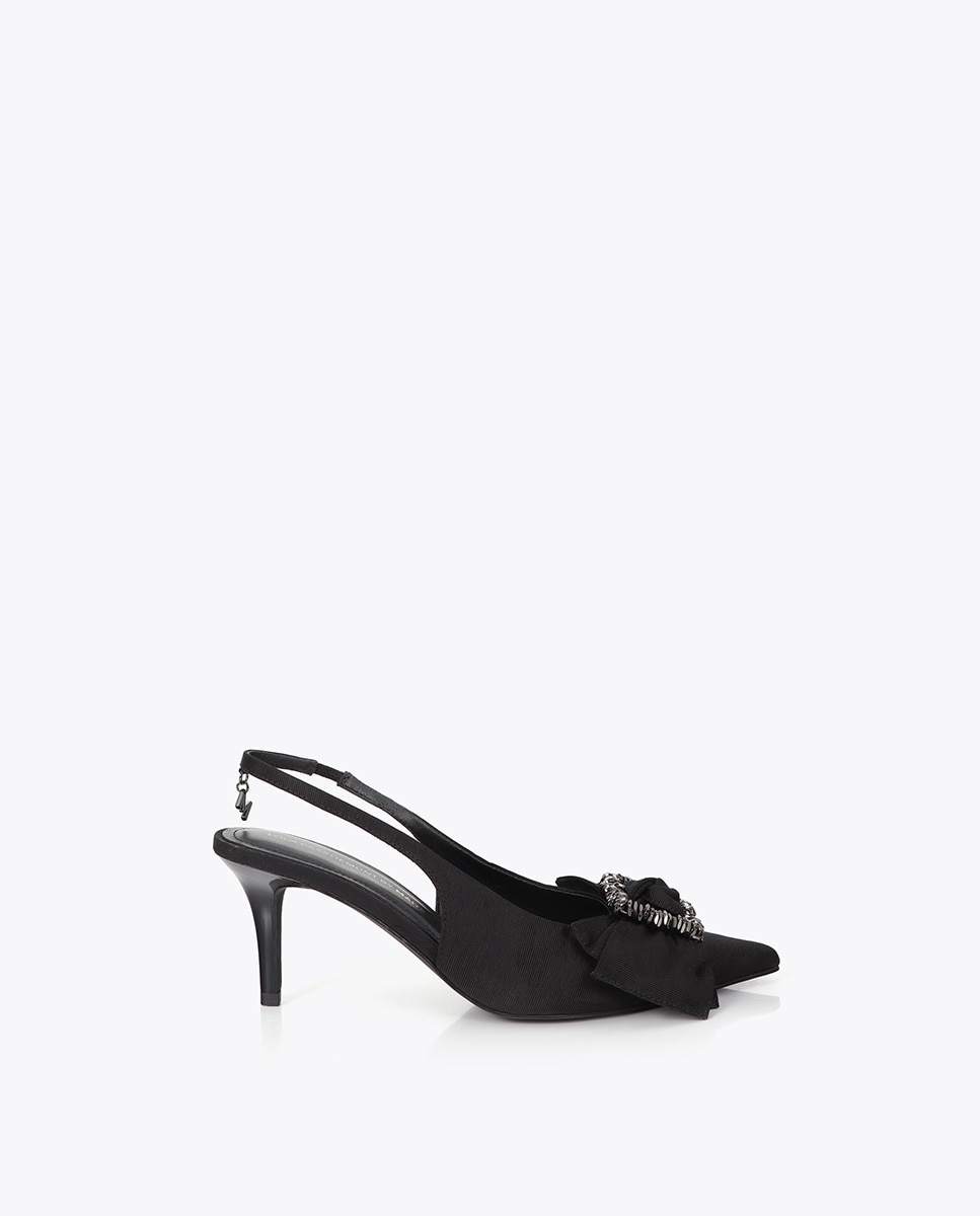 Zapatos de salón de mujer con lazo y aplique detalle piedras - Lola Casademunt - Negro Negro-1