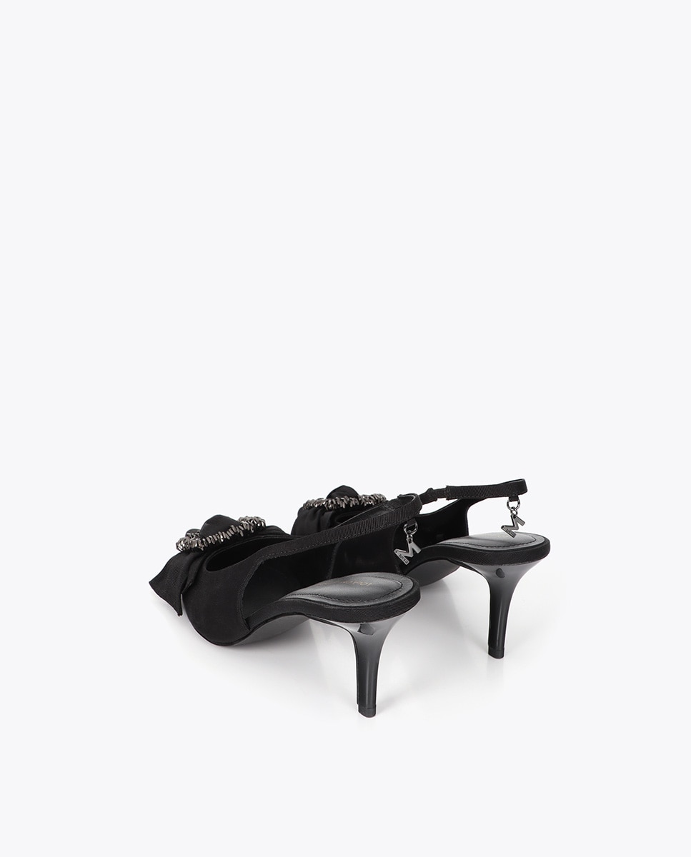 Zapatos de salón de mujer con lazo y aplique detalle piedras - Lola Casademunt - Negro Negro-2