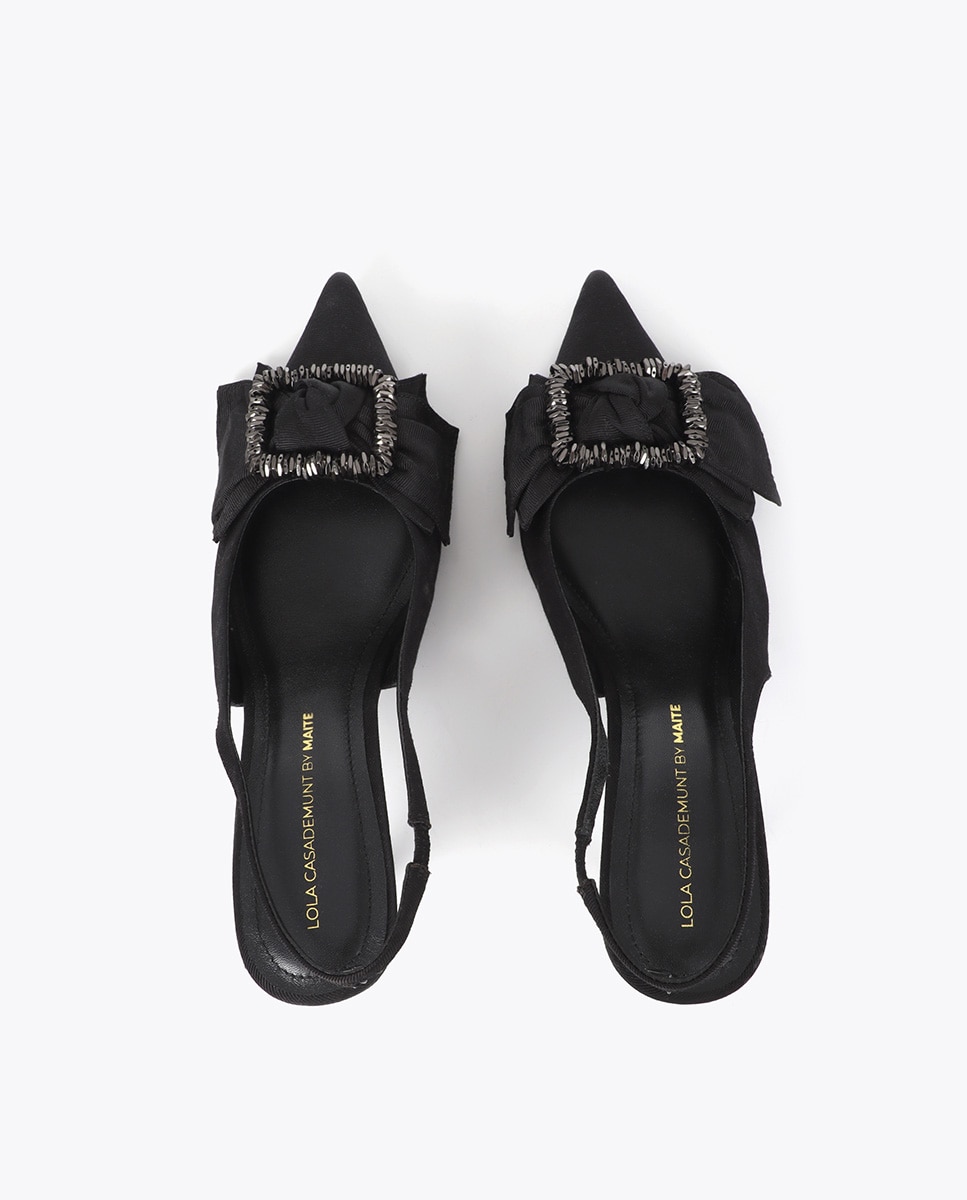 Zapatos de salón de mujer con lazo y aplique detalle piedras - Lola Casademunt - Negro Negro-4