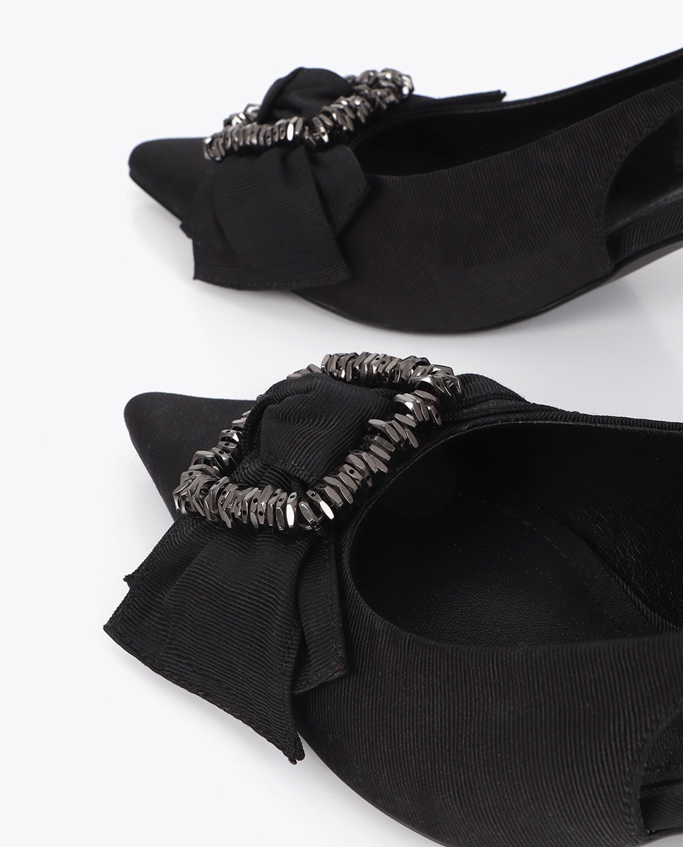 Zapatos de salón de mujer con lazo y aplique detalle piedras - Lola Casademunt - Negro Negro-5