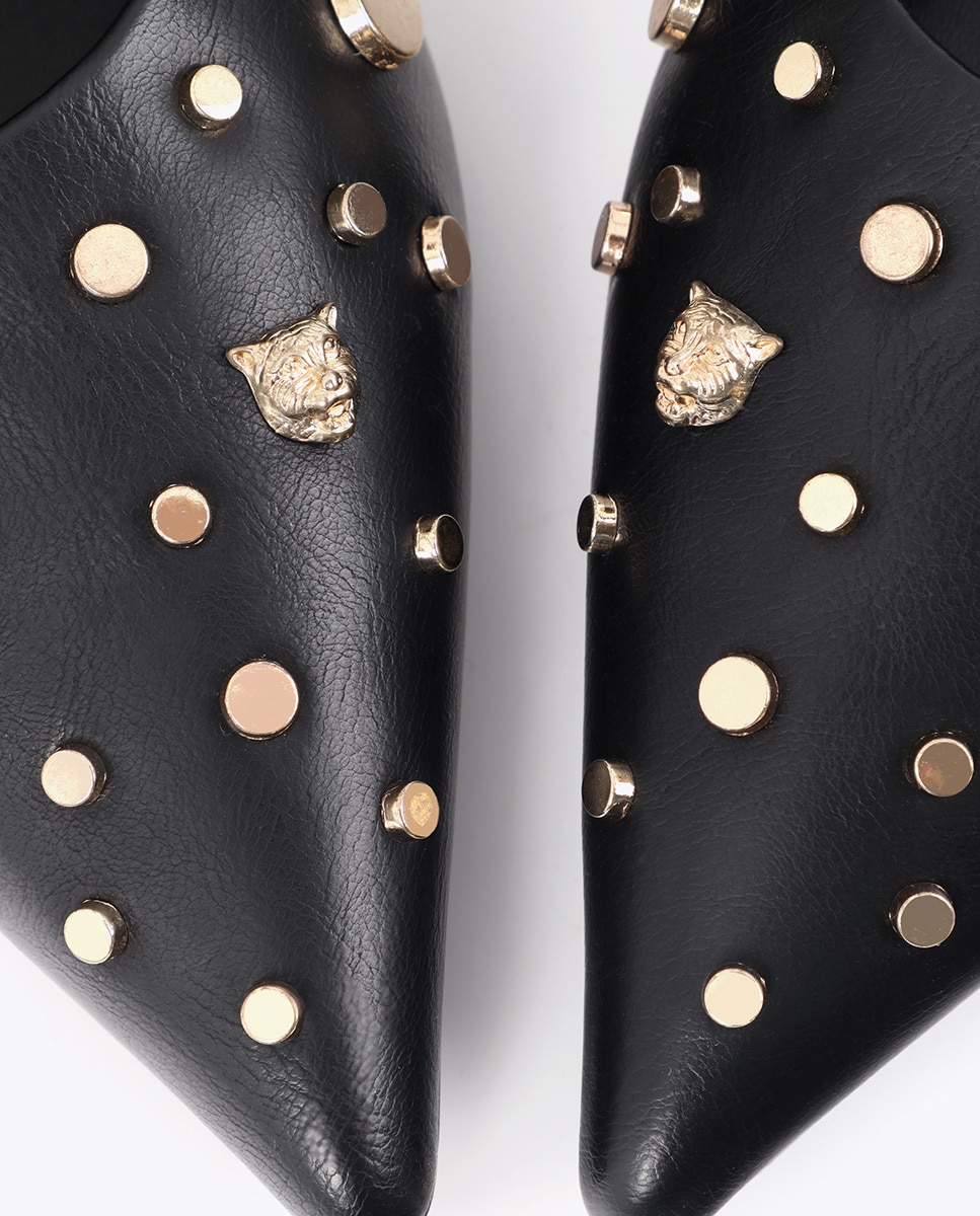 Mules planos de mujer hebilla y tachas - Lola Casademunt - Negro Negro-5