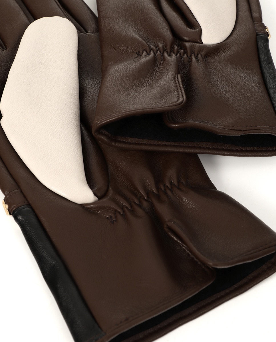Guantes efecto piel bicolor - Lola Casademunt - Acacia / Marrón Acacia / Marrón-5