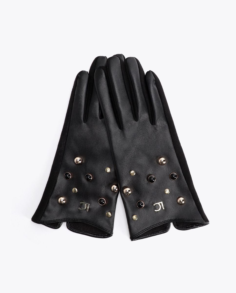 Guantes efecto piel multitachas - Lola Casademunt - Negro Negro-1