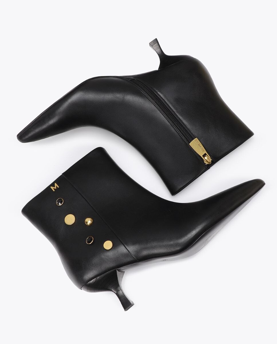 Botines básicos tacón de mujer con detalle aplicaciones joya - Lola Casademunt - Negro Negro-5