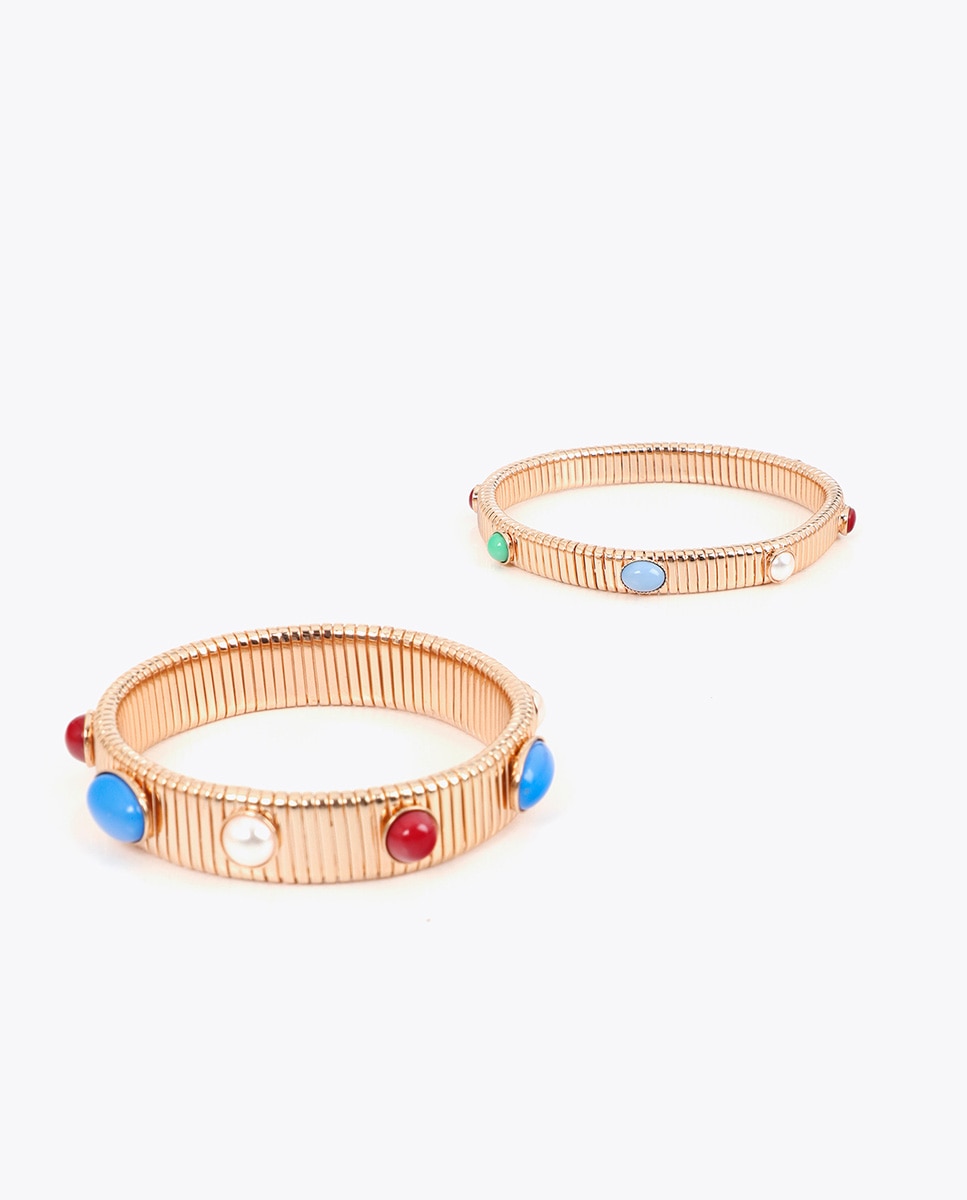 Imagen 0 de Pulseras textura relieve con incrustaciones Multicolor