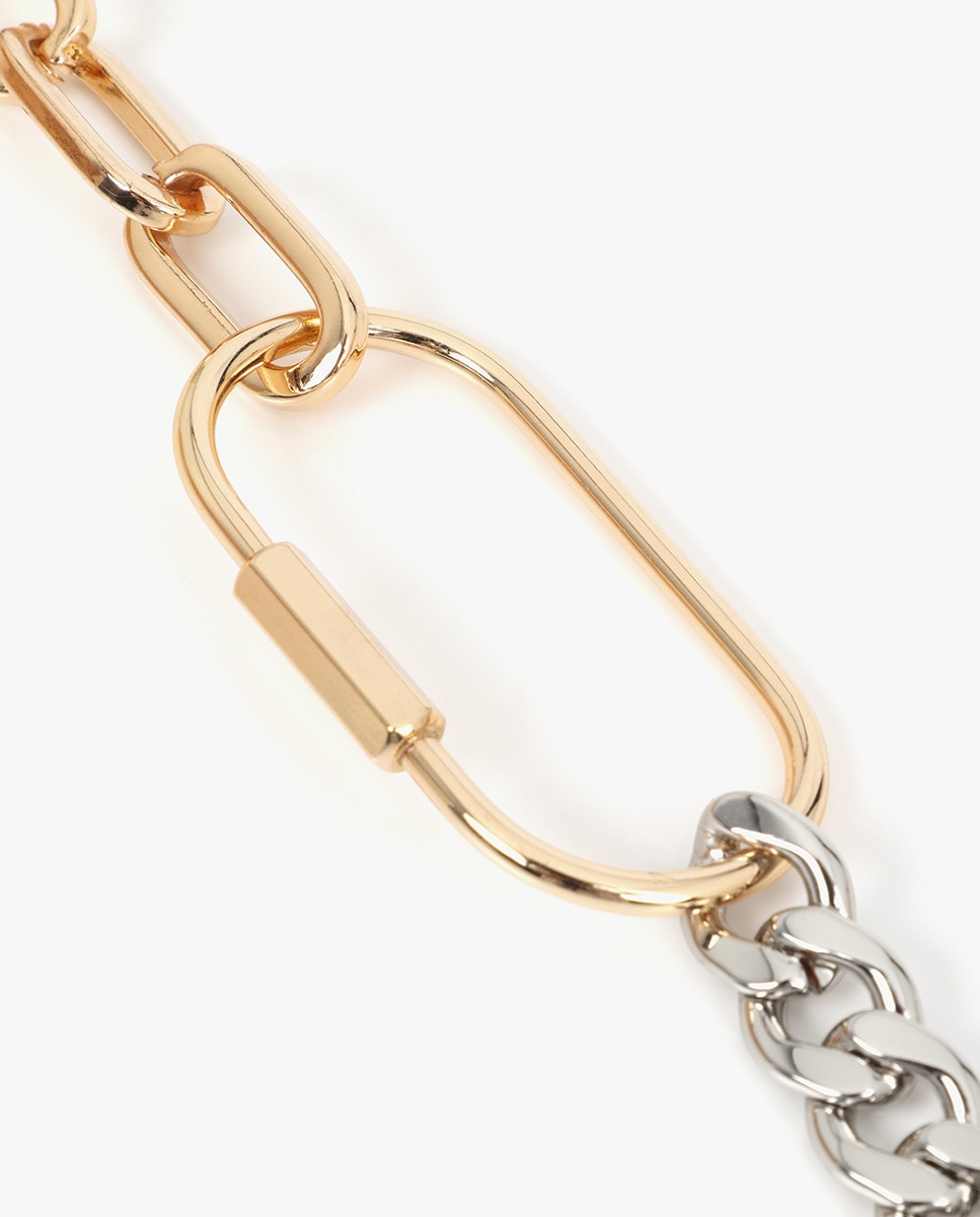 Collar cadena bicolor con mosquetón frontal - Lola Casademunt - Oro Oro-4