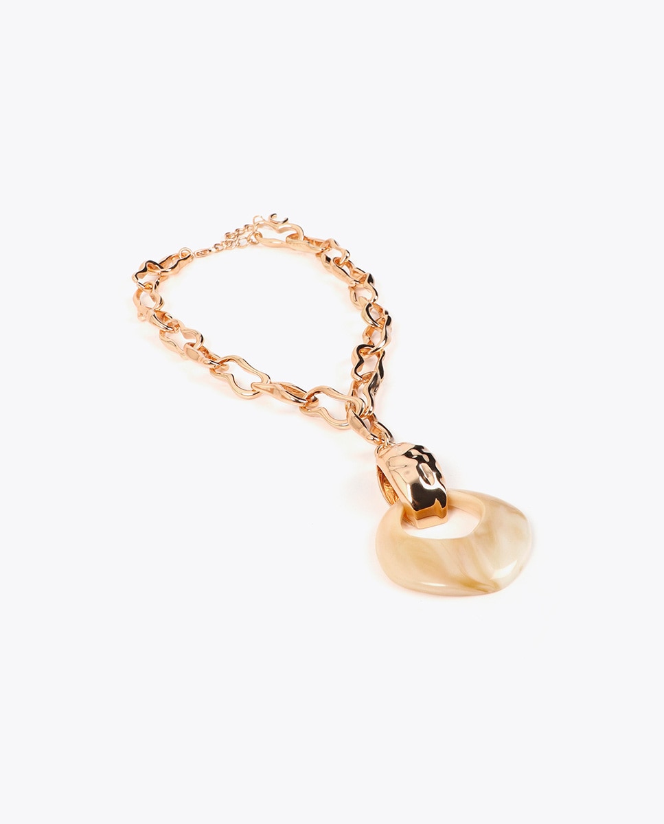 Collar medallón pieza resina marmolada - Lola Casademunt - Oro Oro-2