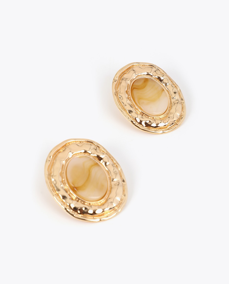 Pendientes medallón resina marmolada - Lola Casademunt - Oro Oro-2