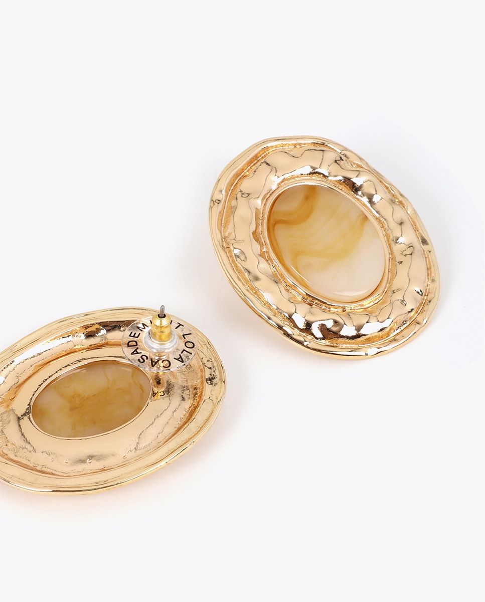 Pendientes medallón resina marmolada - Lola Casademunt - Oro Oro-3