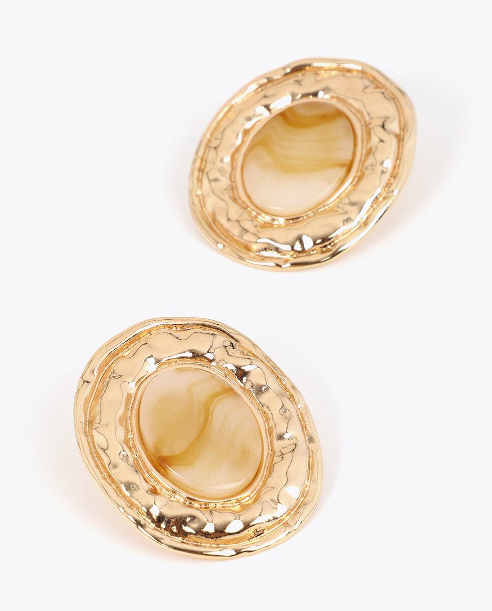 Pendientes medallón resina marmolada - Lola Casademunt - Oro Oro-4