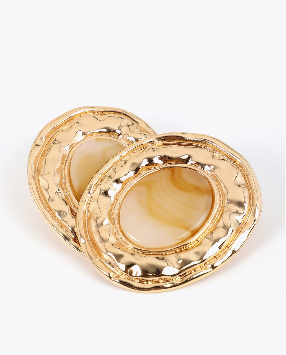 Pendientes medallón resina marmolada - Lola Casademunt - Oro Oro-5