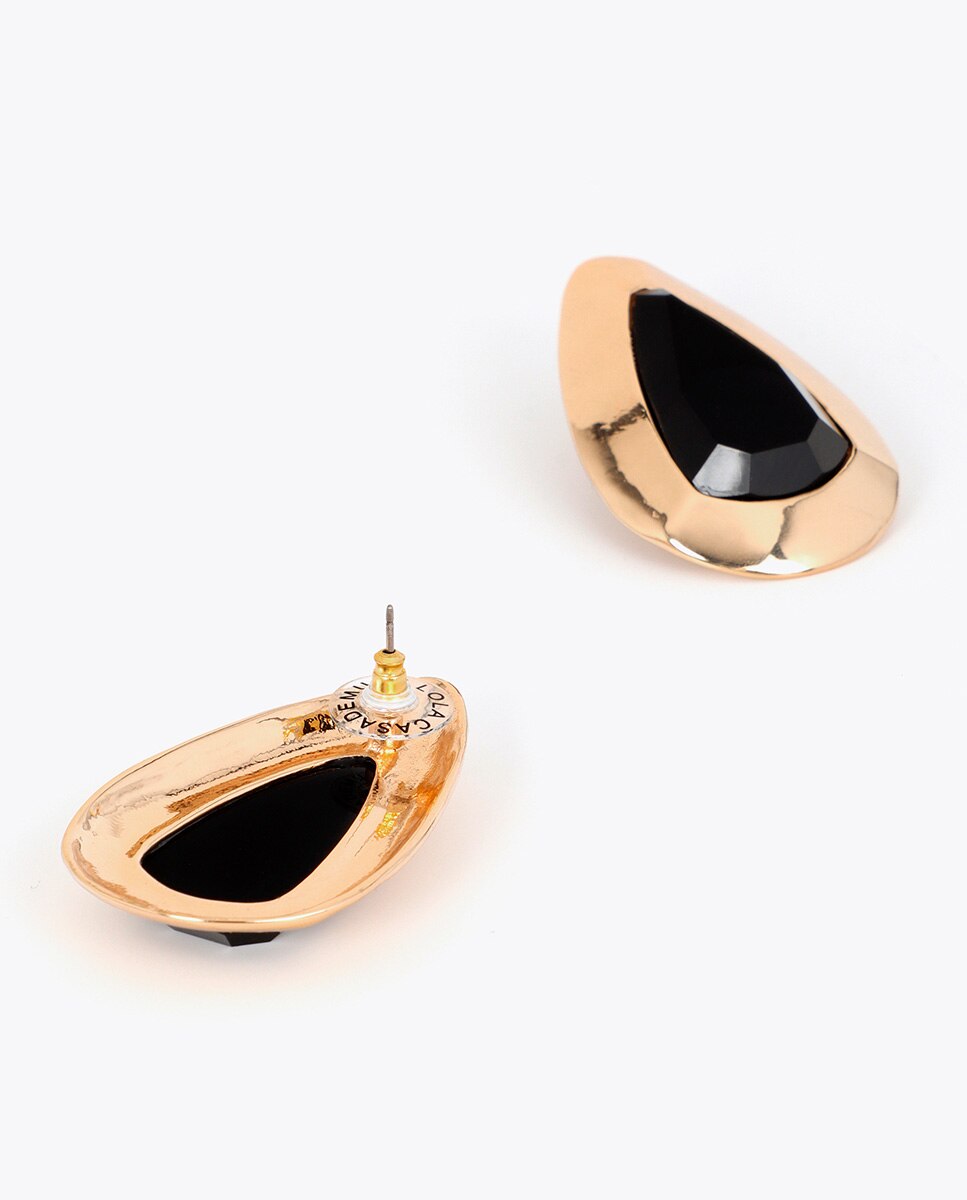 Pendientes lágrima con pieza cristal - Lola Casademunt - Negro Negro-3