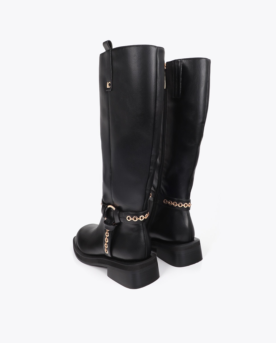 Botas biker de mujer tiras con detalles ojales - Lola Casademunt - Negro Negro-3