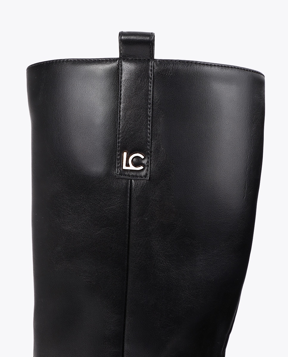 Botas biker de mujer tiras con detalles ojales - Lola Casademunt - Negro Negro-5