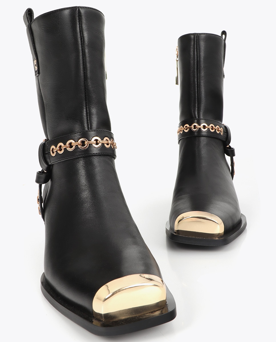 Botines cowboy de mujer de tiras con detalles ojales - Lola Casademunt - Negro Negro-5