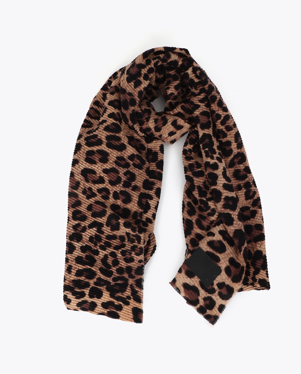 Imagen 3 de Fular plisado degradado con estampado animal - Lola Casademunt - Marrón Marrón