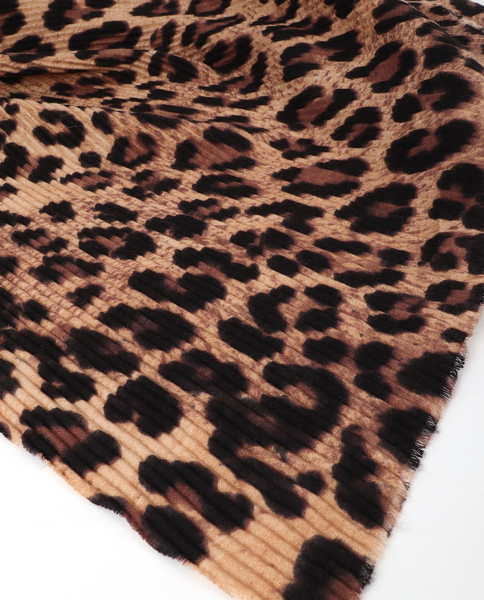 Imagen 4 de Fular plisado degradado con estampado animal - Lola Casademunt - Marrón Marrón