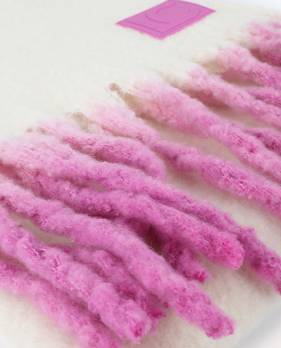Bufanda básica con detalle flecos degradados - Lola Casademunt - Blanco / Rosa Blanco / Rosa-4