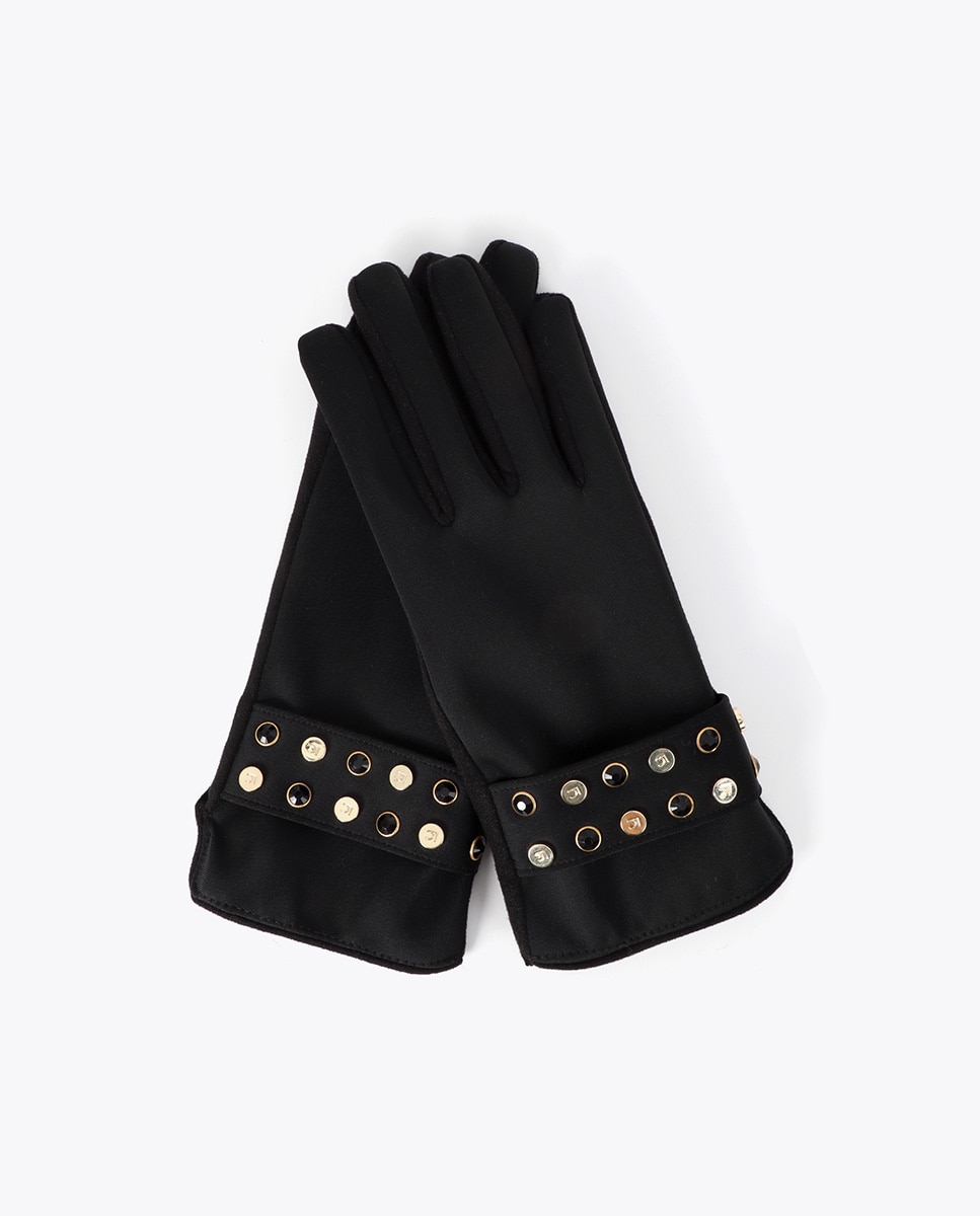 Guantes efecto piel con pulsera de tachas personalizadas - Lola Casademunt - Negro Negro-3