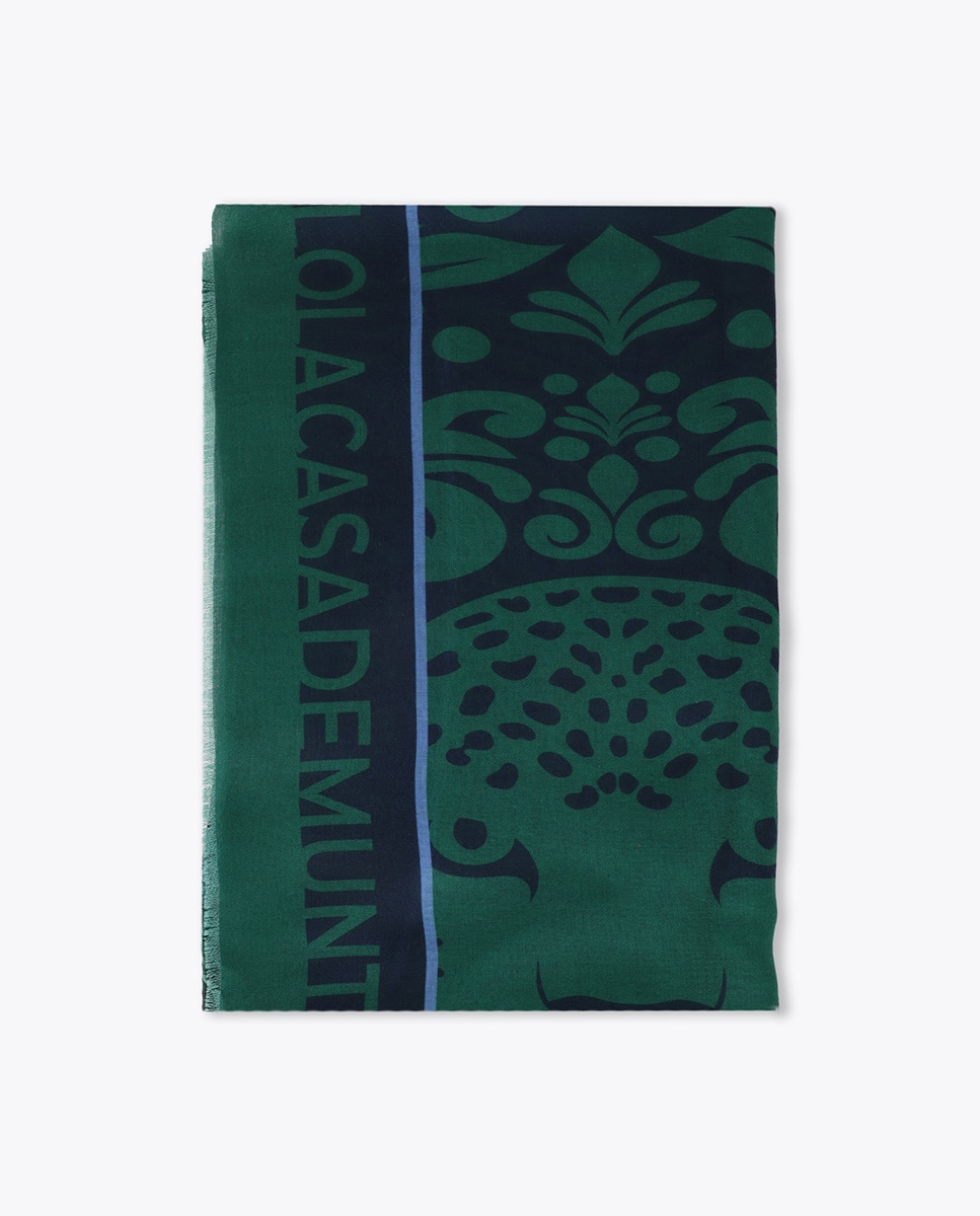 Fular medallón tigre 100x200cm - Lola Casademunt - Azul marino / Verde Azul marino / Verde-1