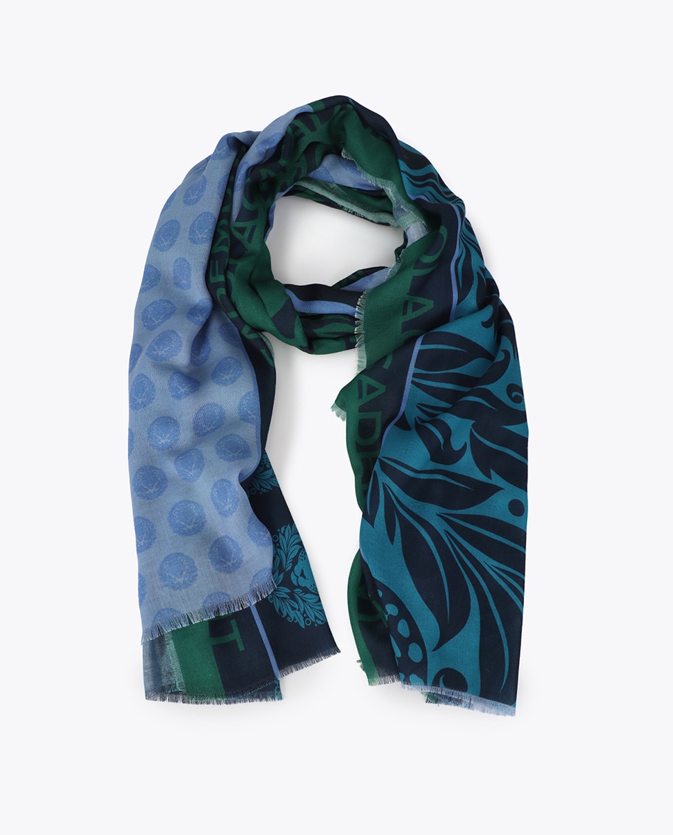 Fular medallón tigre 100x200cm - Lola Casademunt - Azul marino / Verde Azul marino / Verde-3