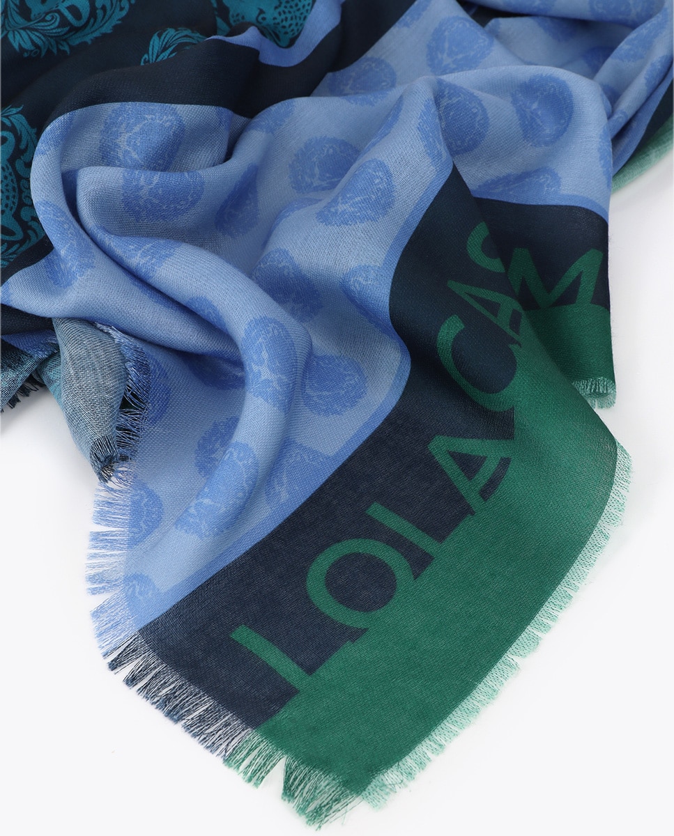 Fular medallón tigre 100x200cm - Lola Casademunt - Azul marino / Verde Azul marino / Verde-4