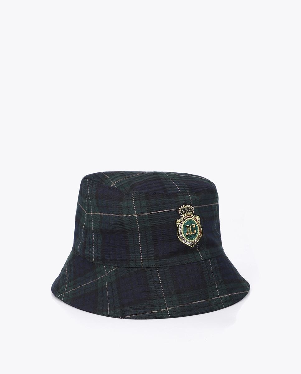 Sombrero tipo bucket en tejido a cuadros parche logo bordado - Lola Casademunt - Verde / Azul marino Verde / Azul marino-3