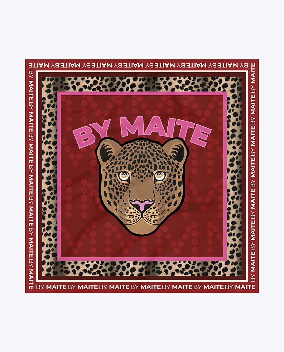 Pañuelo tiger face by maite 90x90cm - Lola Casademunt - Rojo Rojo-1
