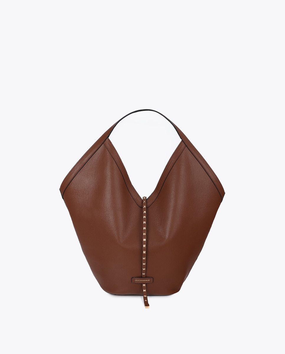 Shopper efecto piel con tira mini tachas - Lola Casademunt - Canela Canela-1
