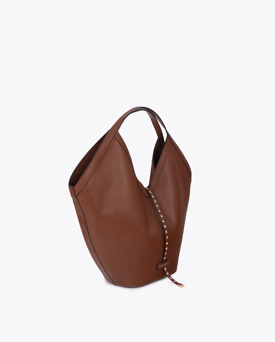 Shopper efecto piel con tira mini tachas - Lola Casademunt - Canela Canela-3