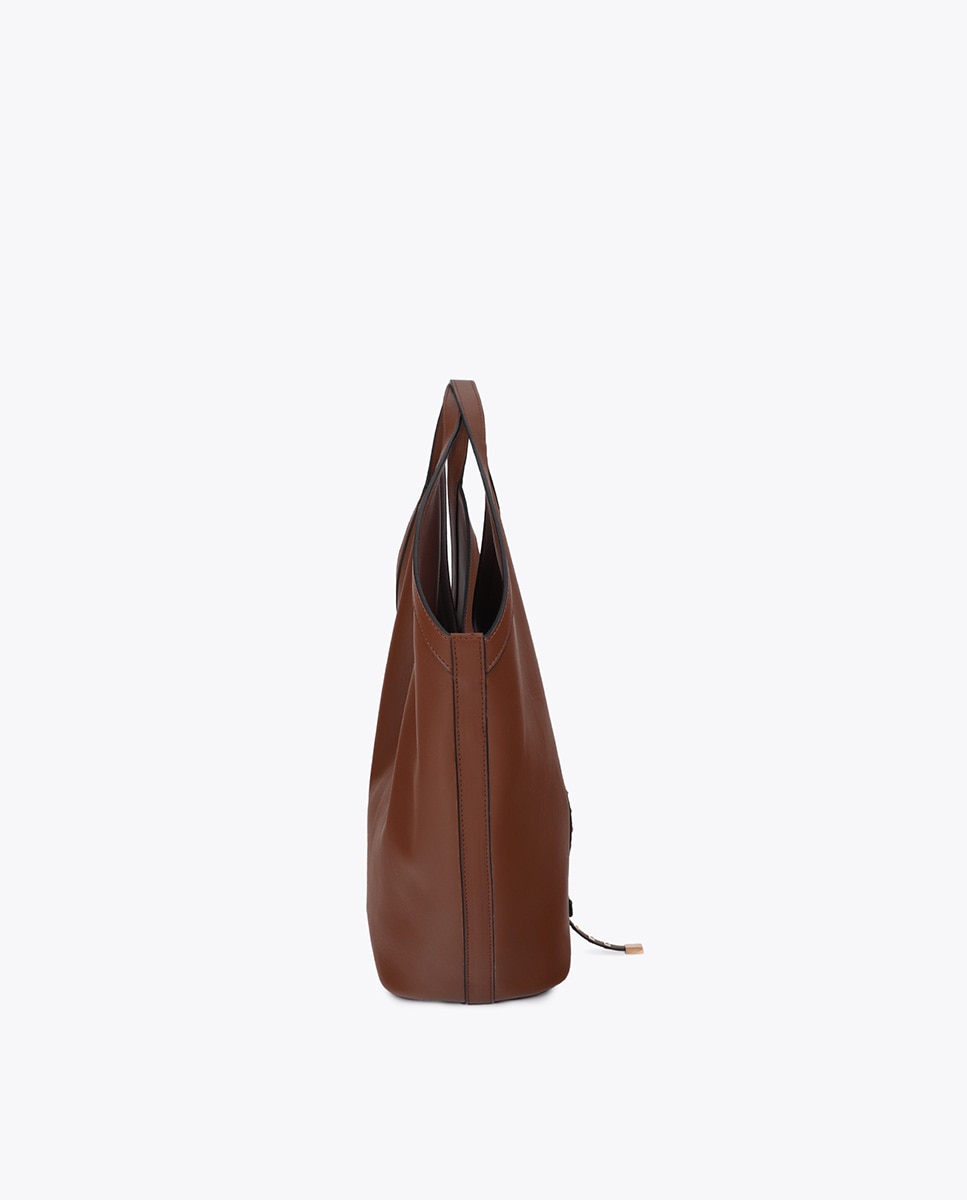 Shopper efecto piel con tira mini tachas - Lola Casademunt - Canela Canela-2