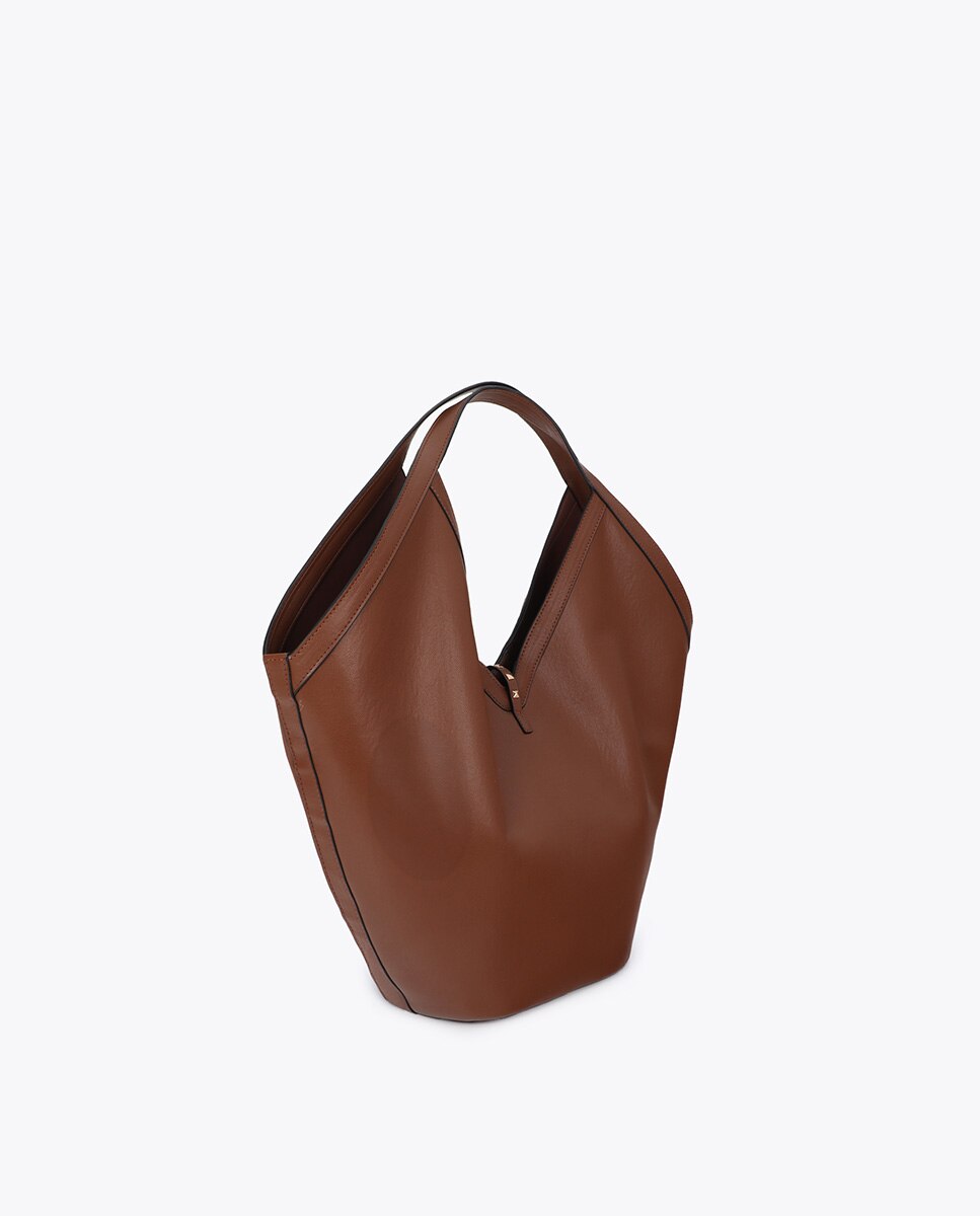 Shopper efecto piel con tira mini tachas - Lola Casademunt - Canela Canela-4