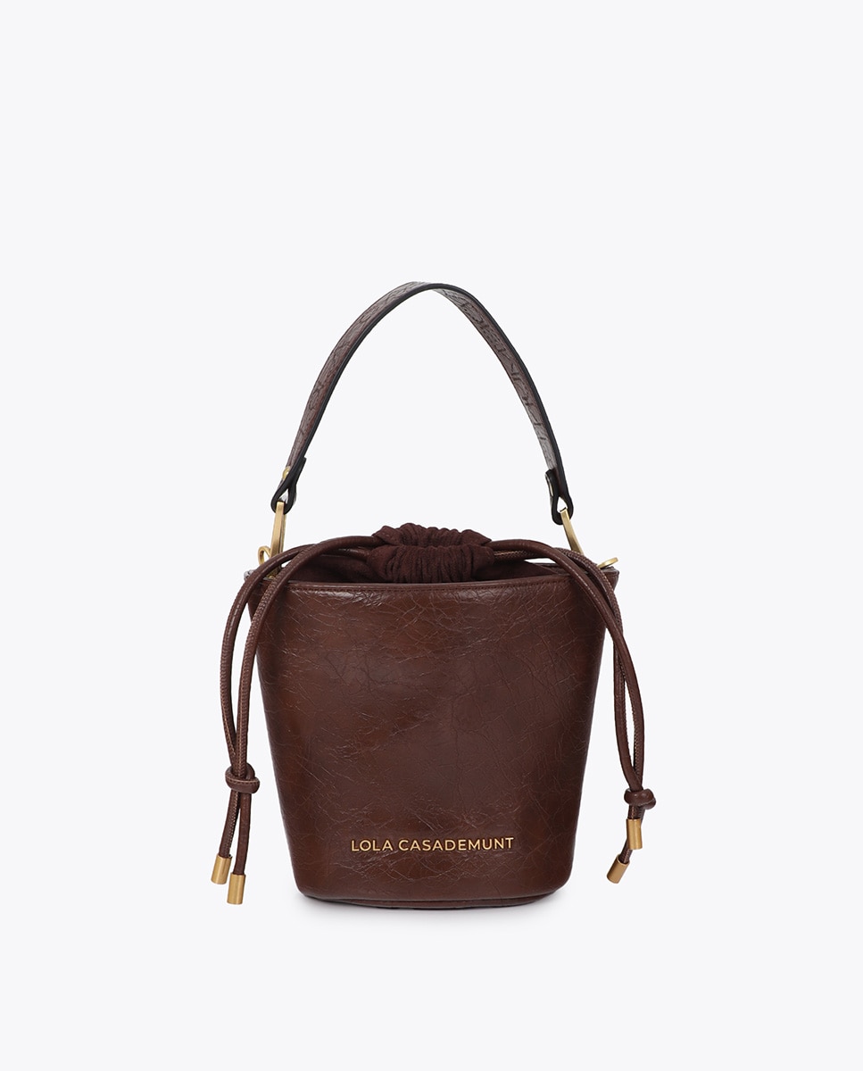 Bolso de hombro bombonera efecto piel textura asa troquelada - Lola Casademunt - Marrón Marrón-1
