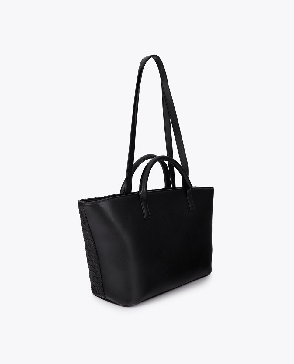 Shopper material trenzado con detalles dorados - Lola Casademunt - Negro Negro-4