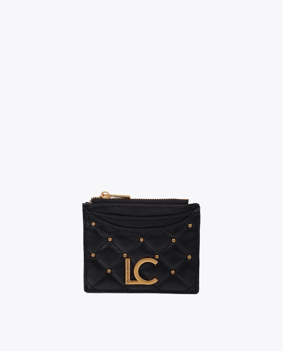 Tarjetero efecto piel acolchada con mini tachas - Lola Casademunt - Negro Negro-1